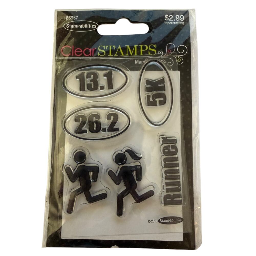 Stampabilities 2013 6 Piece Running Marathon Card Making Clear Cling Stamps
